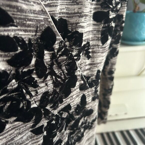 Y2K Mystic Elegant Black and Gray Velvet Floral Dress M - Picture 14 of 16